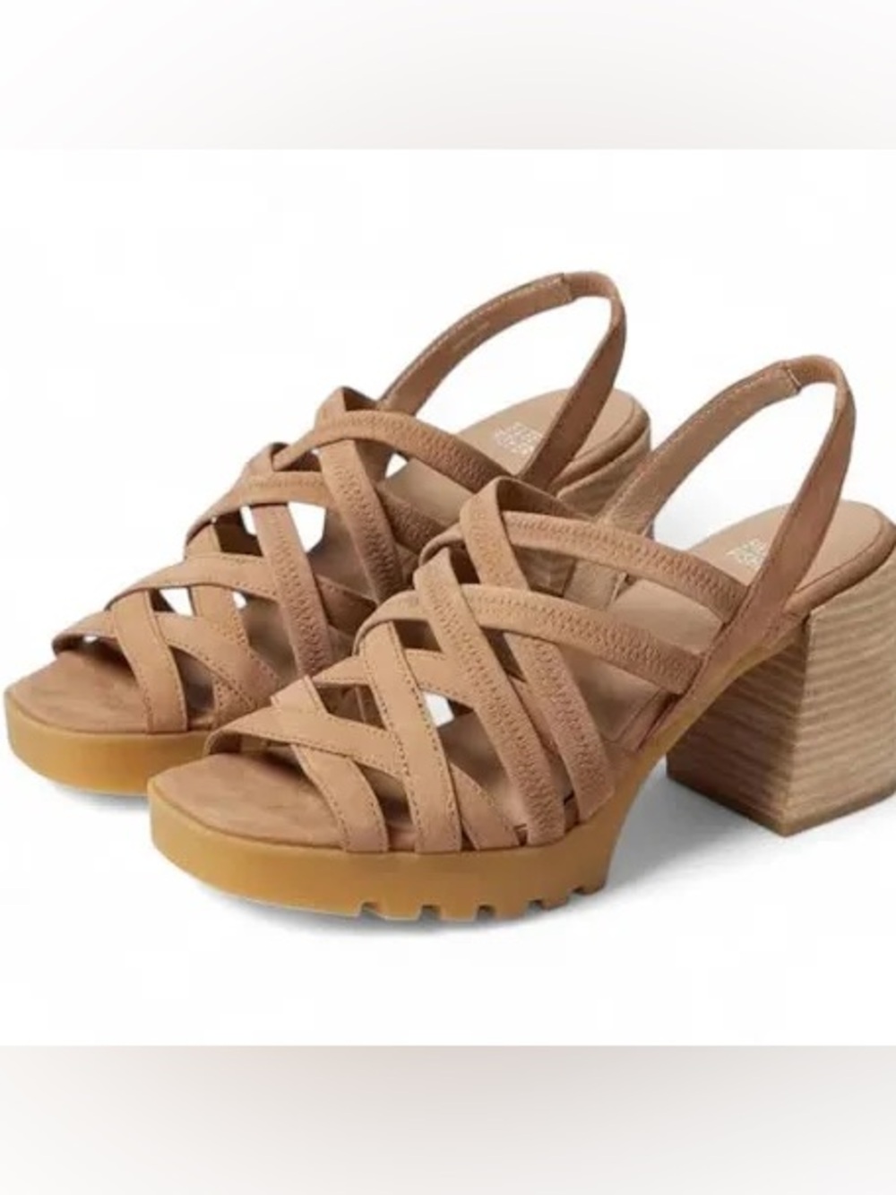 Eileen Fisher Tally Tan Strappy Block Heel Sandals Size 9.5 NEW